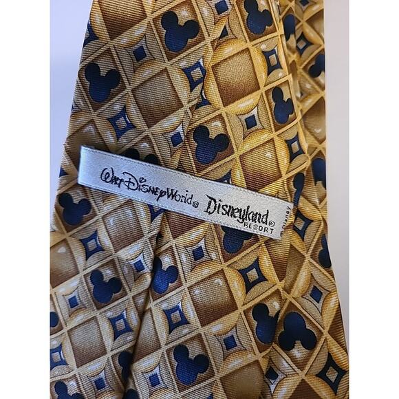 Walt Disney World Gold & Blue Mickey Mouse Heads Silk Tie Classic Length 60" - Picture 4 of 5